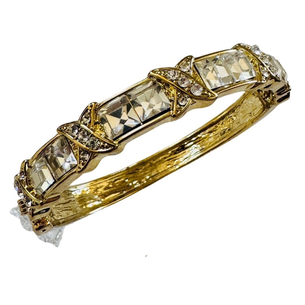 VTG runway Regal bangle bracelet Jeweled crystal rhinestone High end Gold Plated
